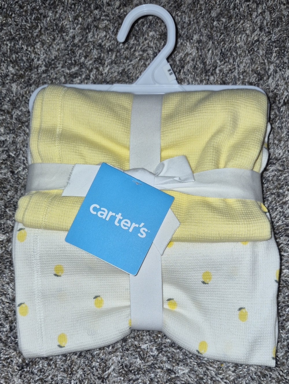 Carter's Yellow and White Baby Blanket Duo